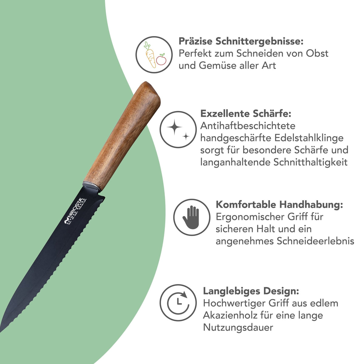 Küchenmesser gezahnt | 11 cm Klinge - Wundermix GmbH