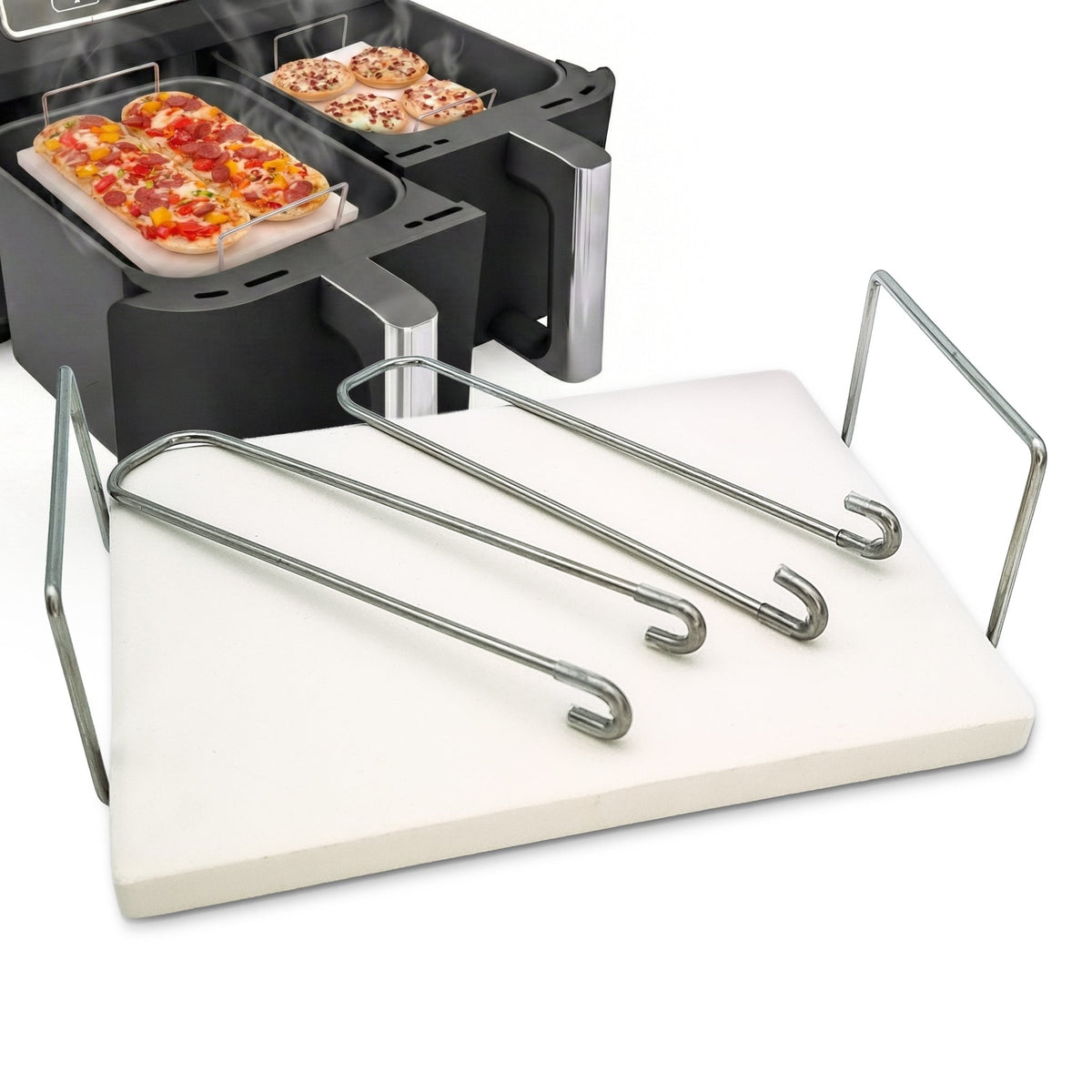 WunderFry | Airfryer Pizzastein mit Edelstahlrahmen - Wundermix GmbH