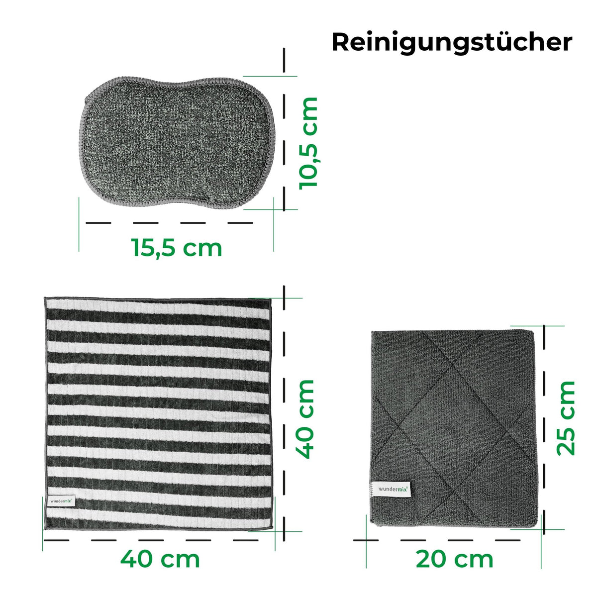 Reinigungstücher - Set aus Bambus - und Mikrofaser (3 - tlg.) - Wundermix GmbH