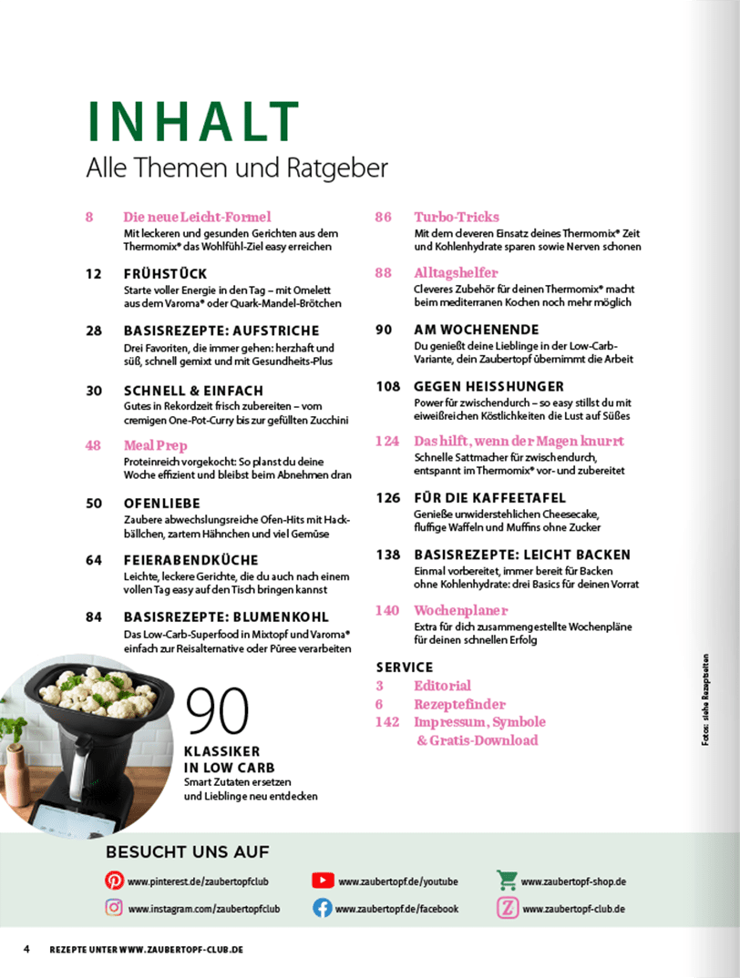 ZauberTopf Gold - Edition "Low Carb Express" - Ausgabe 01/2026 - Wundermix GmbH