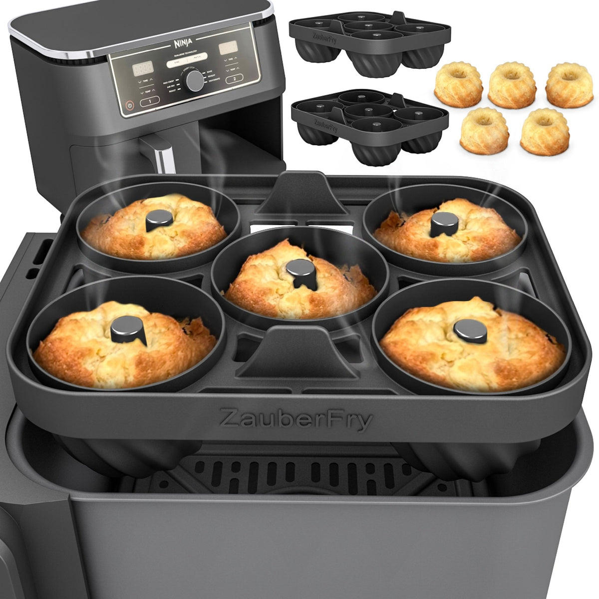 ZauberFry | Backform „Mini - Gugelhupf“ kompatibel mit Ninja Airfryer (2er - Set) - Wundermix GmbH