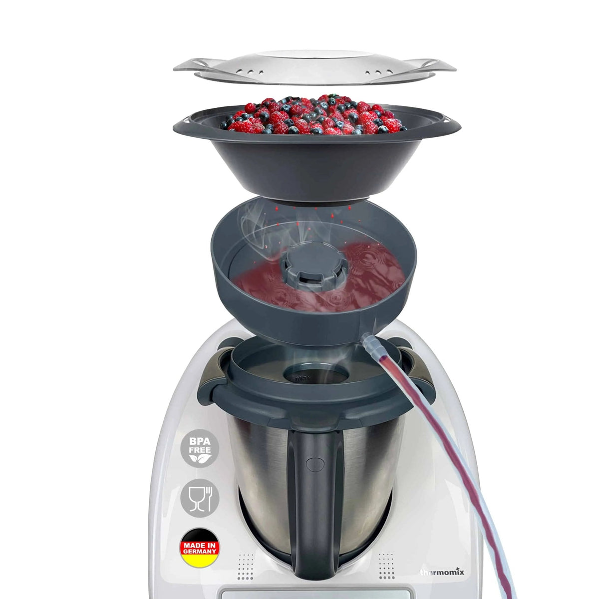Dampfentsafter - Aufsatz von MixFino® für Thermomix TM6, TM5, TM31 und TM Friend - Wundermix GmbH