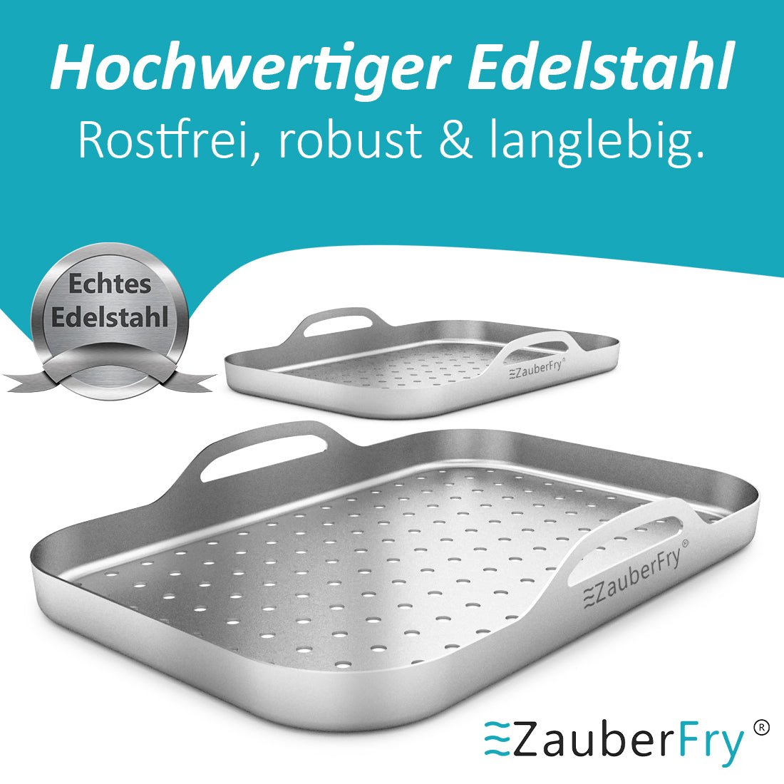 ZauberFry | Pizzaeinsatz aus Edelstahl (2er - Set) - Wundermix GmbH