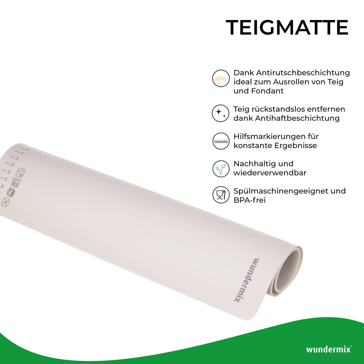 WunderMat® | Teigunterlage «Wundermix» | Premium - Teigmatte aus Silikon - Wundermix GmbH