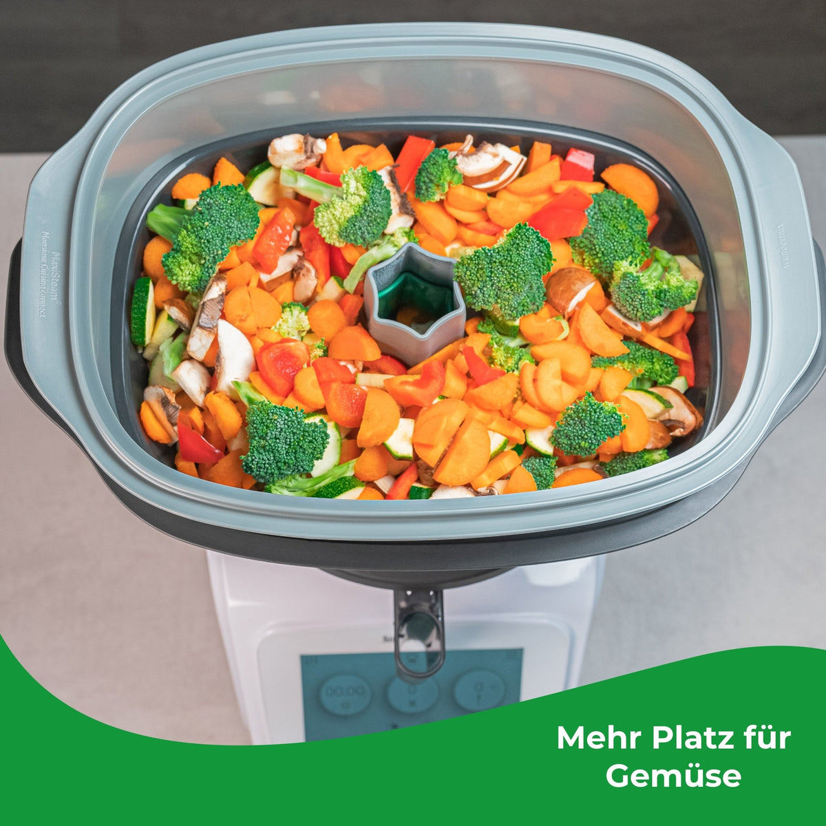 MaxiSteam® | Dampfgaraufsatz - Vergrößerung für Monsieur Cuisine Connect, Trend, Smart & Édition Plus - Wundermix GmbH