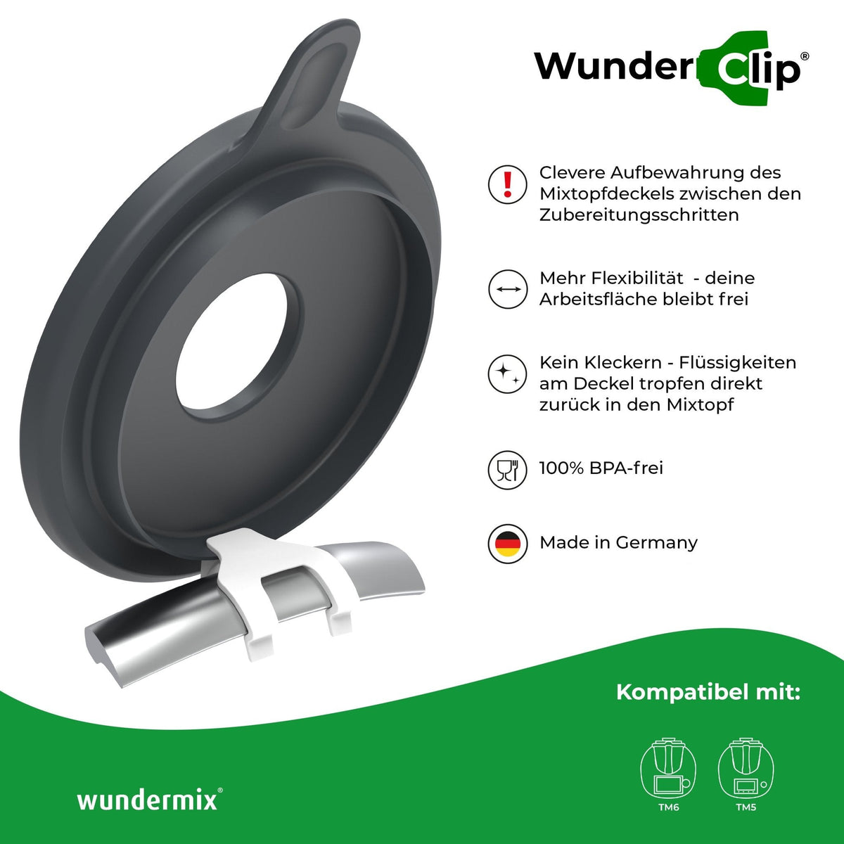 WunderClip® V1 | Deckelhalter für Thermomix TM6, TM5 - Wundermix GmbH