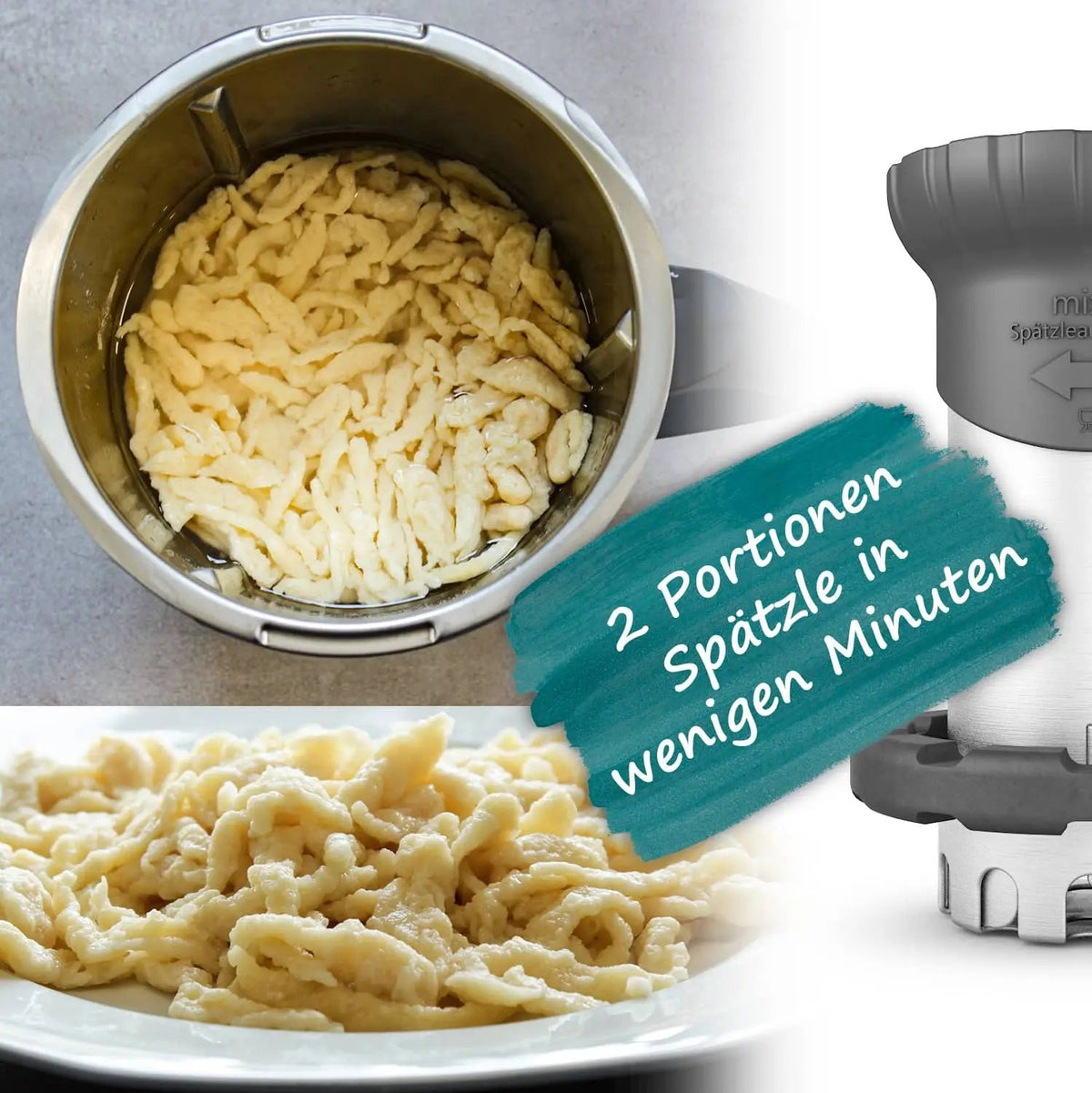 mixle® Spätzleaufsatz V2 aus Edelstahl für Thermomix TM6, TM5, TM31 und TM Friend - Wundermix GmbH