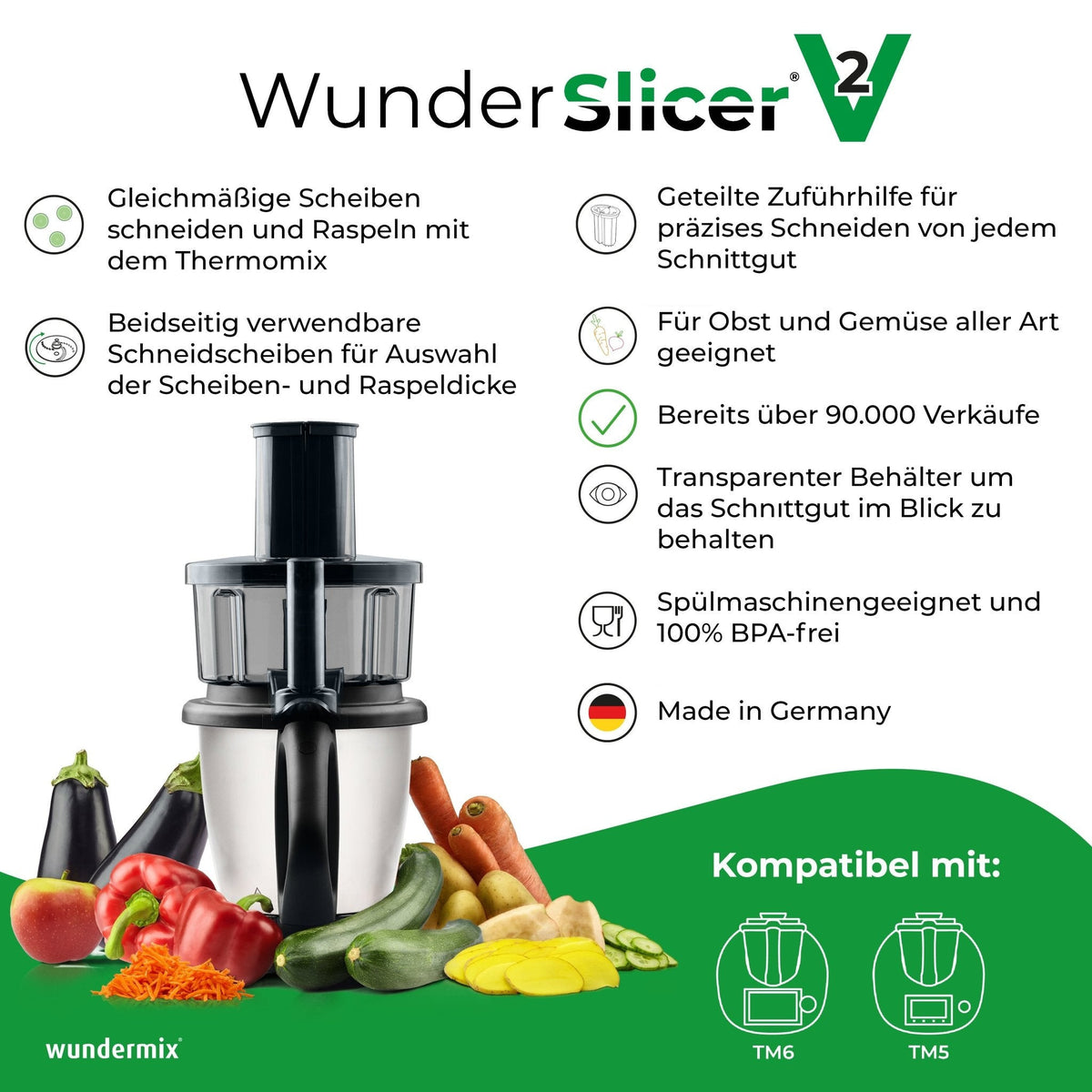 WunderSlicer® V2 & WunderZoodler® Sparset für Thermomix TM6, TM5 - Wundermix GmbH