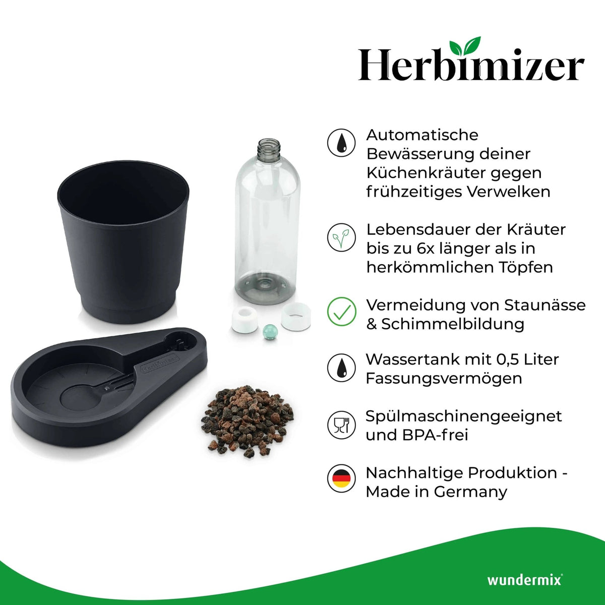 Herbimizer® | Kräutertopf mit automatischem Bewässerungssystem - Wundermix GmbH