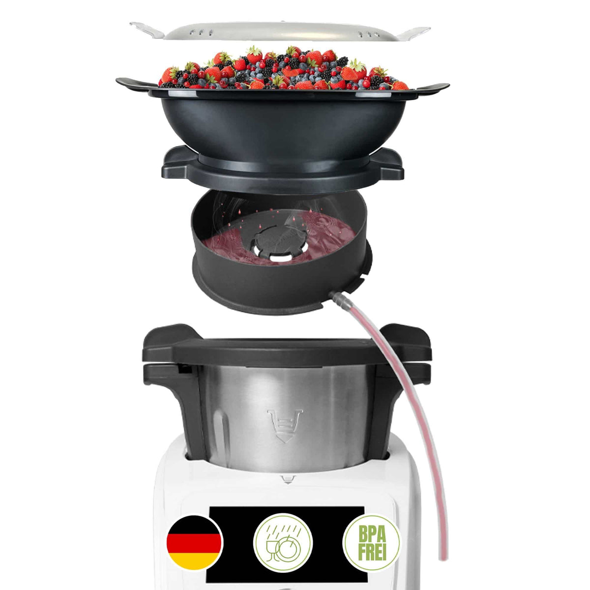 Dampfentsafter - Aufsatz von MixFino® für Monsieur Cuisine Smart, Trend, Connect - Wundermix GmbH